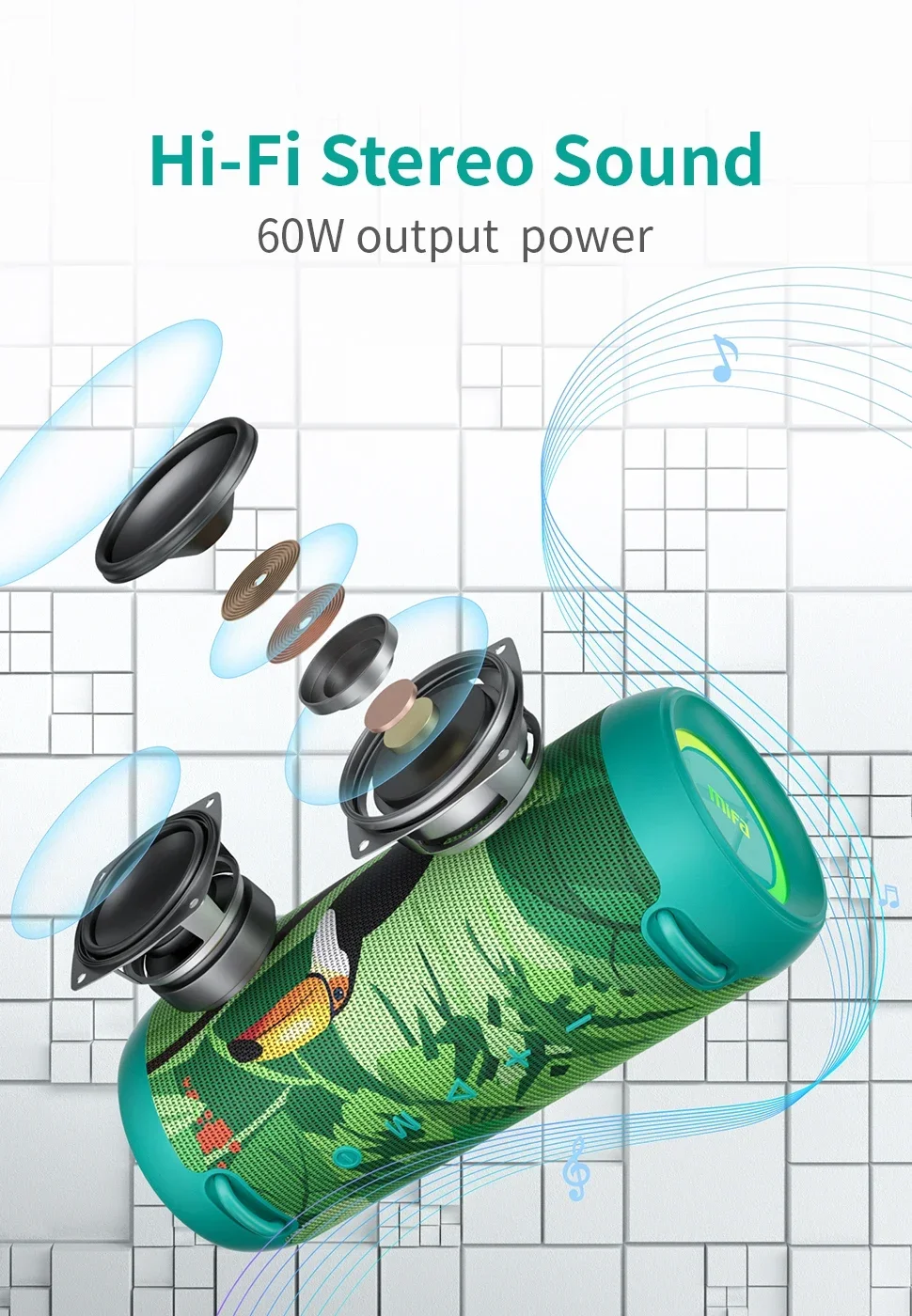 MIFA A90 60W Portable Wireless Bluetooth Speaker - Class-D Power Amp Super Bass for Camping Party Travel Rugged Indoor Sound Sys