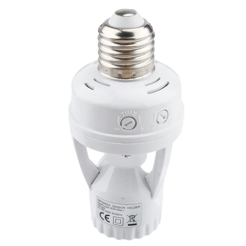 Interruptor de Soquete de Lâmpada Inteligente, Adaptador de Suporte Base da Lâmpada, Indução PIR, Sensor de Movimento Infravermelho, Plugue E27, 360 Graus, 110-220V