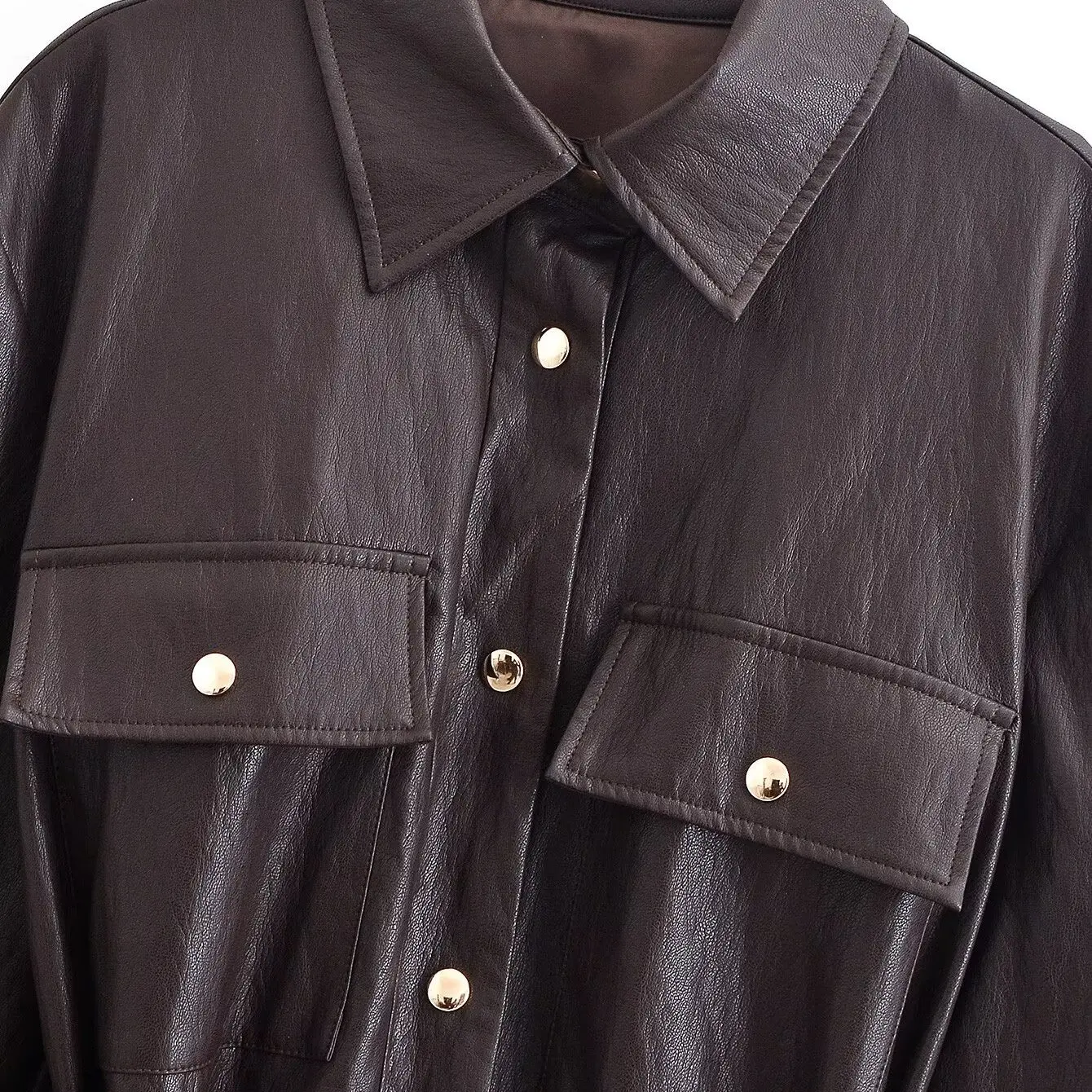 جايت جلدي طويل أنيق مع حزام خريفي جديد Sle ملابس نسائية ملابس خارجية متعددة الاستخدامات من ألياف البوليستر مشهد Busin