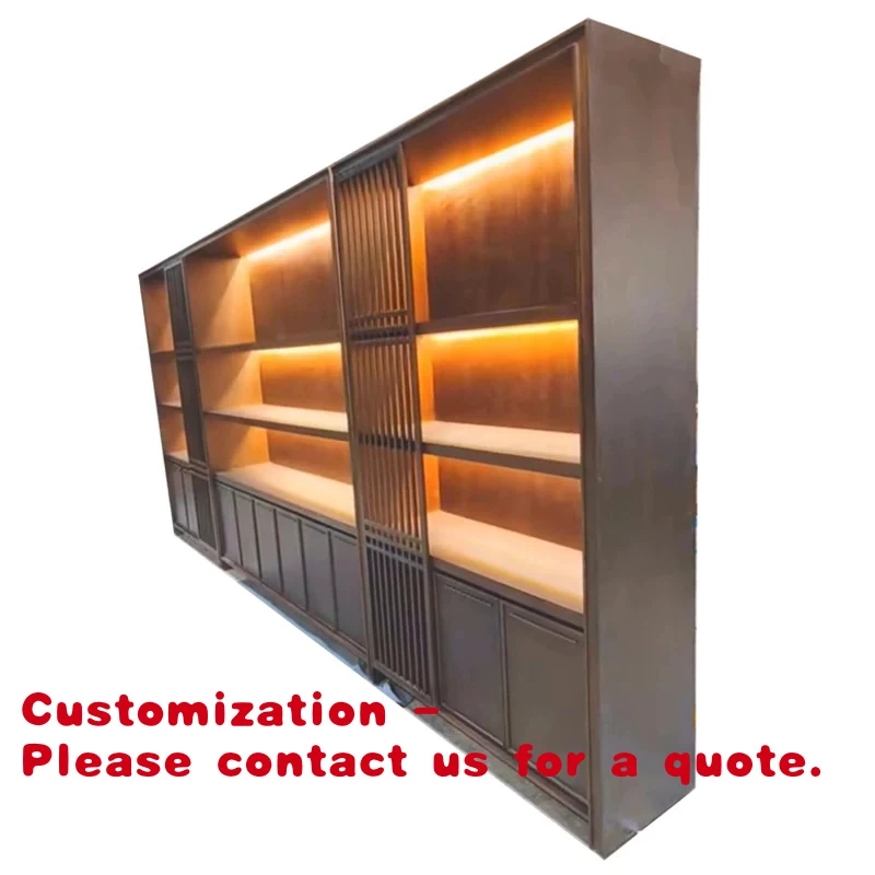 

custom.LED Wooden Wall Display Cabinet with Iron Material Store Usage
