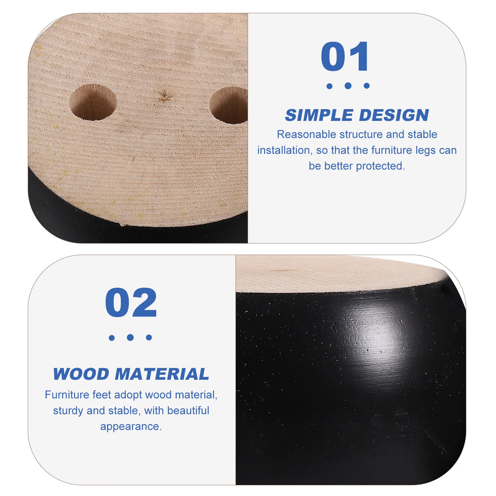 

6Pcs Wood Sofa Legs Bun Furniture Feet Replacement Couch Risers Bed Frame Legs Furniture Support Wooden Riser for Table Chair