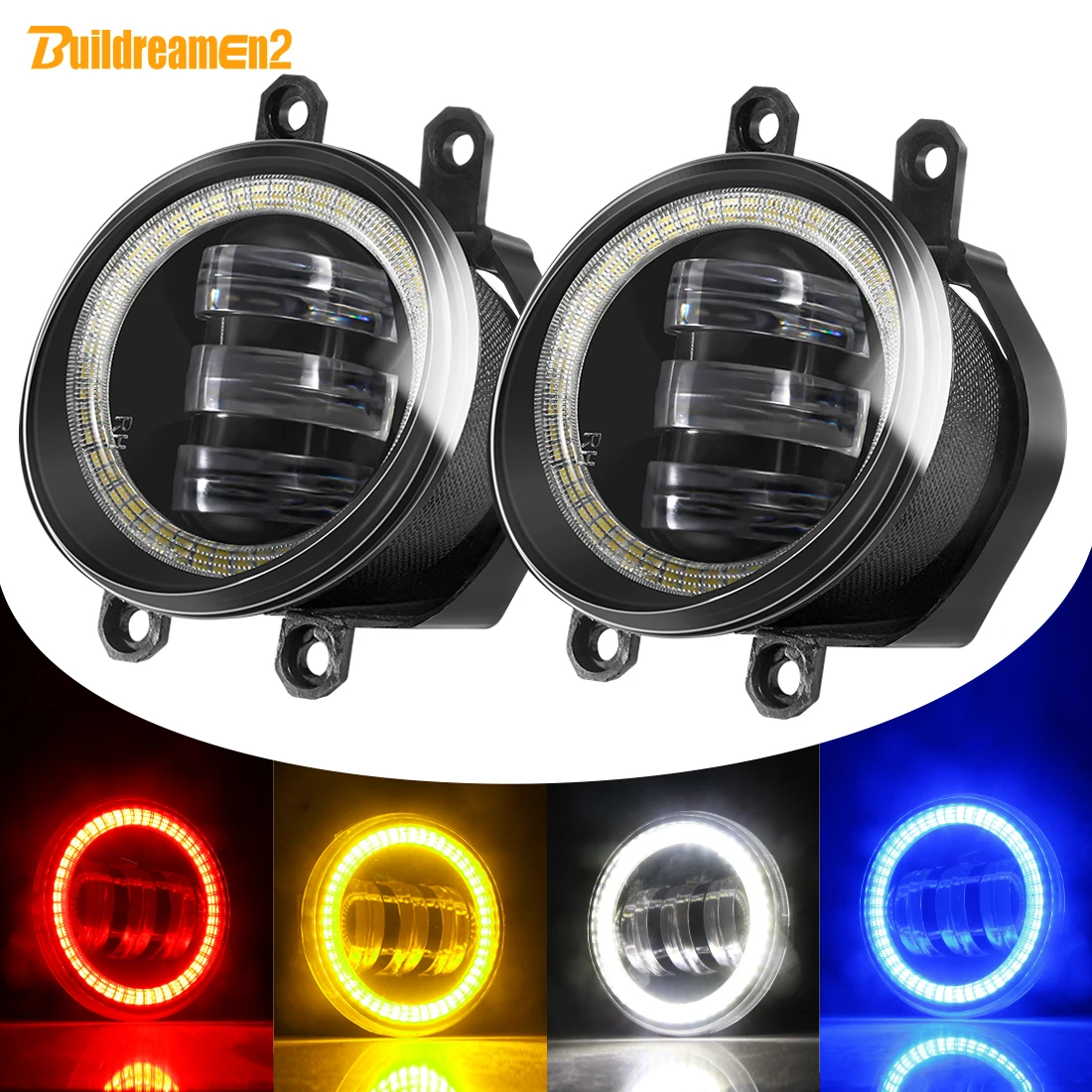 2 x anjo olho luz de nevoeiro montagem do carro led nevoeiro luz circulação diurna drl 12v para toyota rav4 rav 4 camry yaris tundra sienna matriz