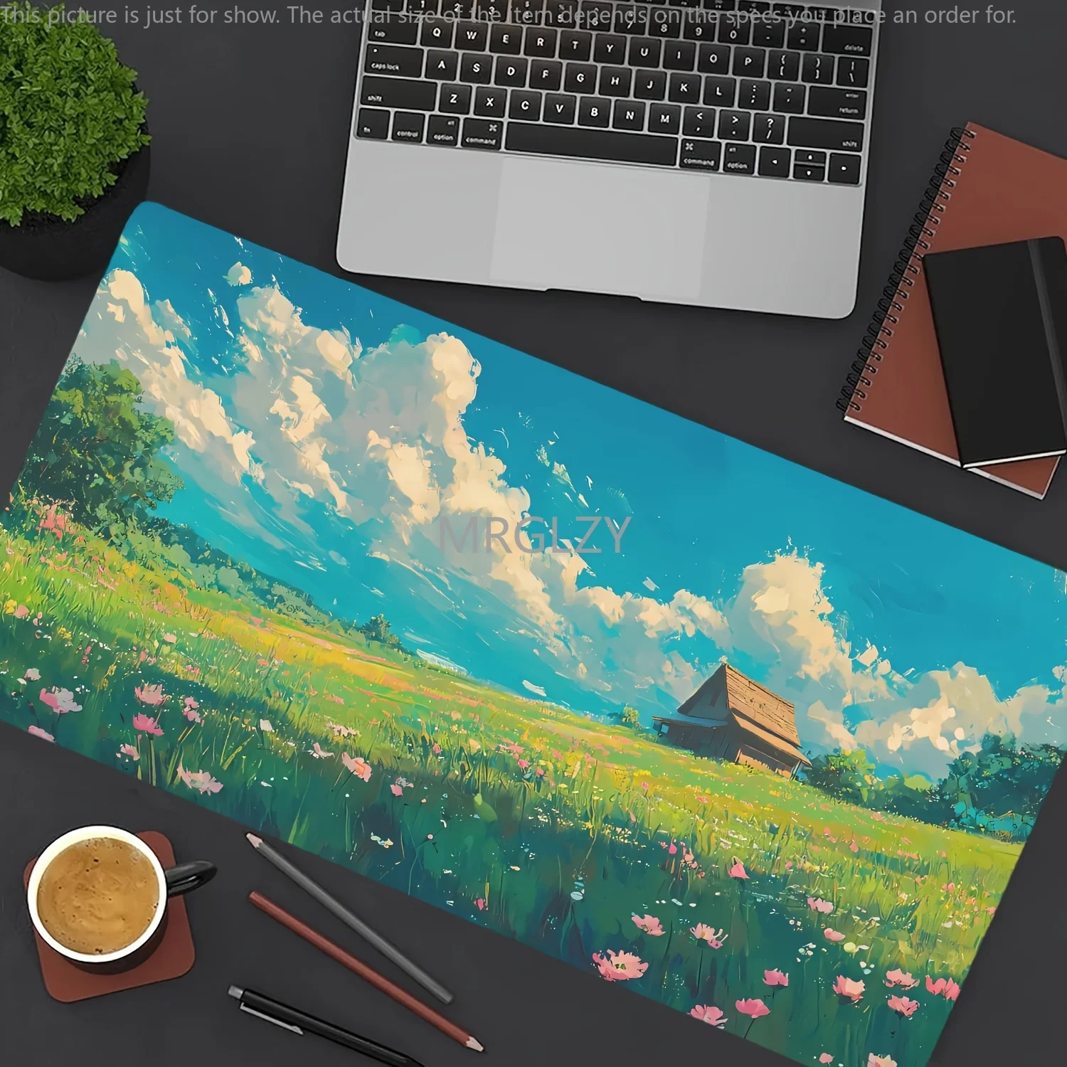 Alfombrilla de ratón con paisaje japonés de Anime de fantasía, accesorios de escritorio antideslizantes de goma grande, alfombrilla de ratón para decoración de teclado de jugador y oficinas