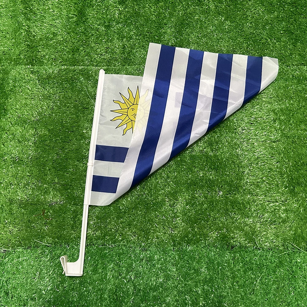 (SKY FLAG)Uruguay-Autoflagge 30*45cm Uruguay-Autoflagge zum Schwenken Nationalflagge Standardträgerflagge zum Schwenken mit Kunststoff-Fahnenmast – Detail 3