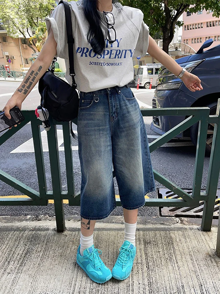 

Свободный крой, повседневные джинсовые брюки, универсальные широкие брюки со вкусом Гонконга, молодежный тренд, износостойкий прямой крой