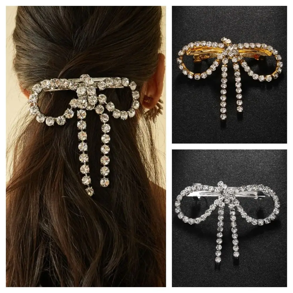 

Sweet Vintage Ponytail Hair Clip Elegant Luxury Tassel Spring Clip Exquisite Jewelry Accessories Bowknot Side Clip Bride