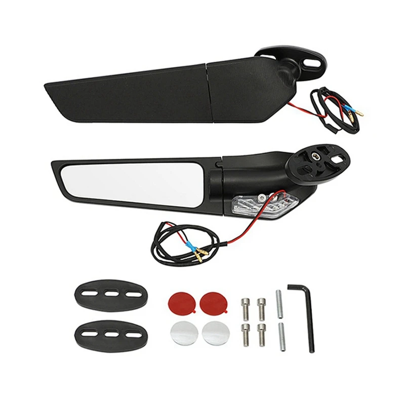 

Rear View Mirror Wind Wing Adjustable Rotation With Turn Signal For Kawasaki Ninja Ducati 899