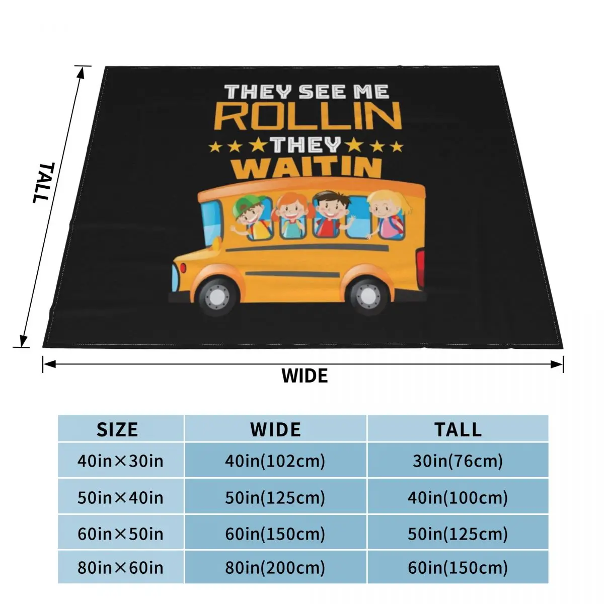 School Bus Driver Appreciation Gifts Funny School Bus Driver They See Me Rollin' They Waitin' Throw Pillow Throw Blanket