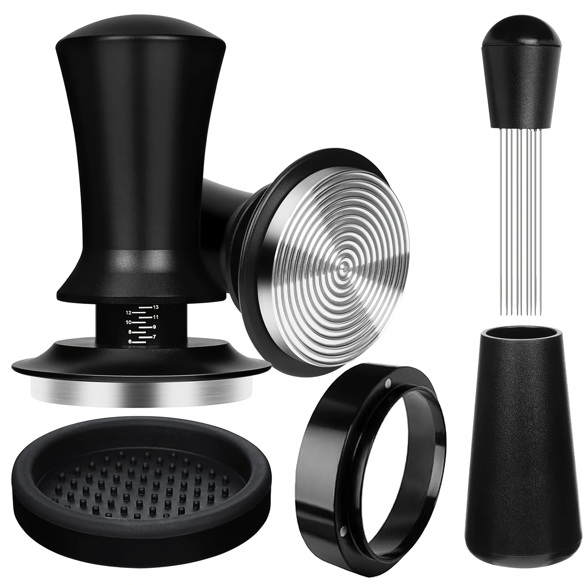 51/53/58 MM Espresso Accessories Kit Stainless Steel Base Constant Pressure Coffee Tamper Powder Needle Magnetic Accessories Set