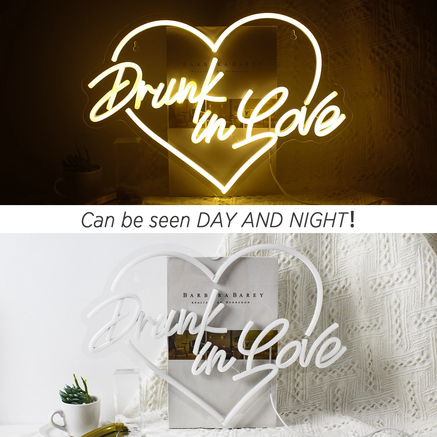 Drunk In Love LED Neon Sign USB Heart Art Wall Lamp Estetyczna dekoracja pokoju na ślub Dom Bary Sypialnia Impreza Akcesoria