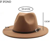 Sombrero Fedora de Jazz de fieltro de estilo británico, sombreros Trilby de Panamá de talla 59-61CM para mujeres y hombres, sombrero de fiesta de boda para caballero