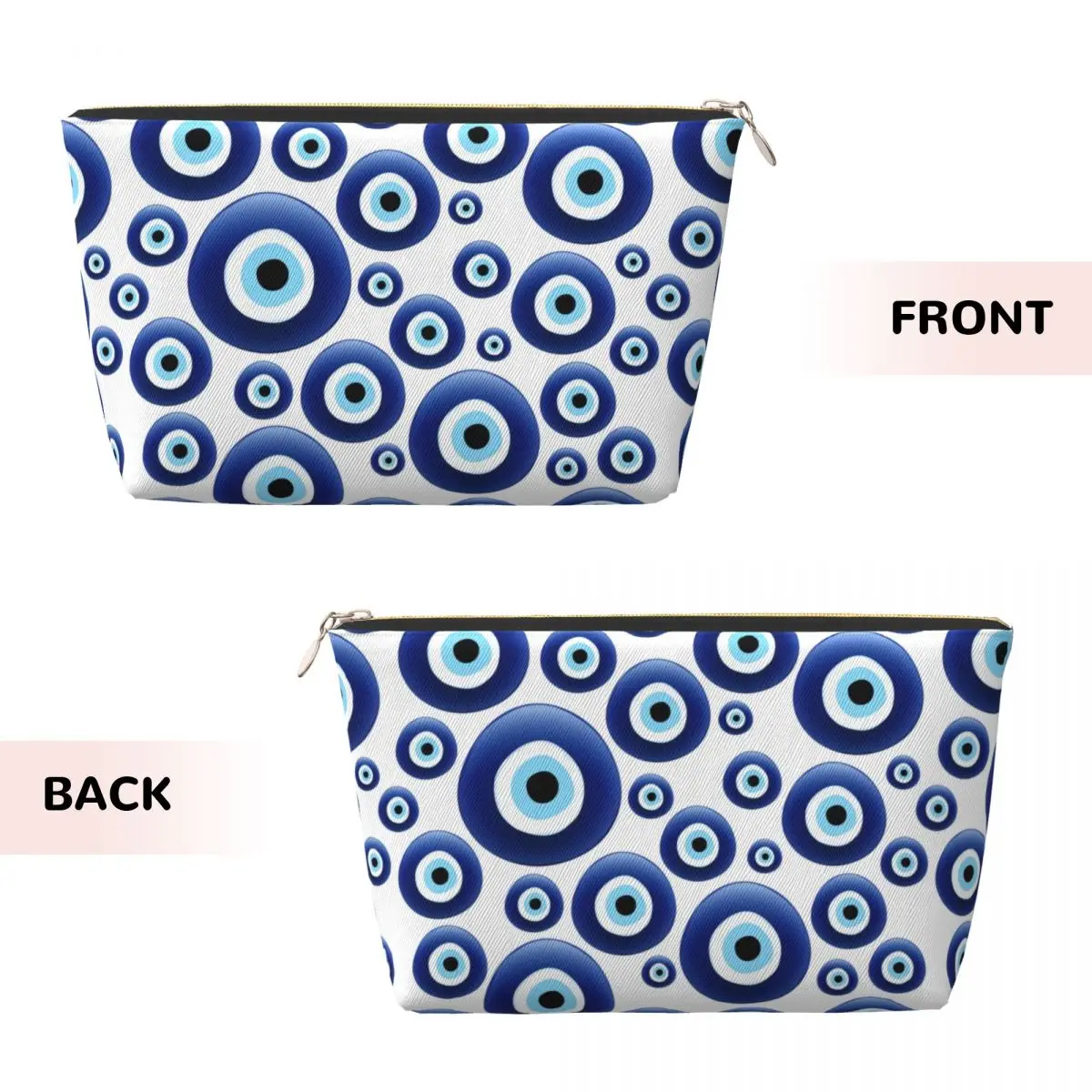 Custom Mediterranean Evil Eye Protection Makeup Bag Travel Cosmetic Organizer Kawaii Turkish Tribes Amulet Storage Toiletry Bags