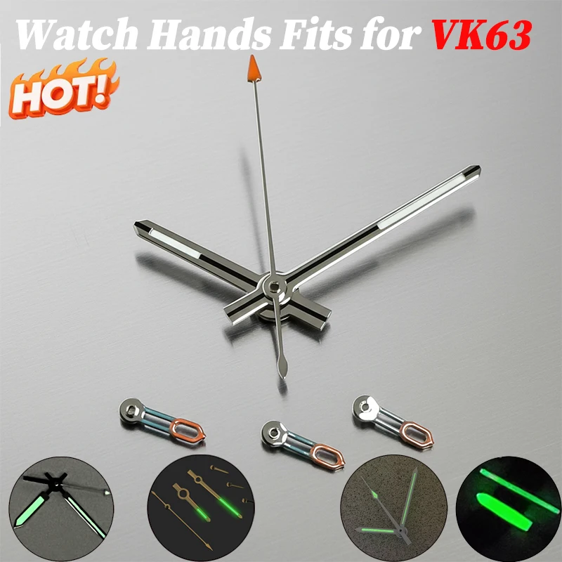 Watch Hands Fits for VK63 VK63A Quartz Movement Hands Green Luminous