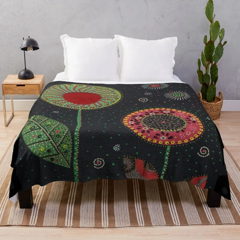Cosmic Flowers Throw Blanket Thin Soft Blanket for Summer Night Sleeping