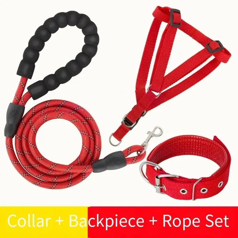 

Explosion Proof Reflective Dog Walking Equipment Set Pet Leash Collar and Chest Harness for All Breeds Safe Comfortable
