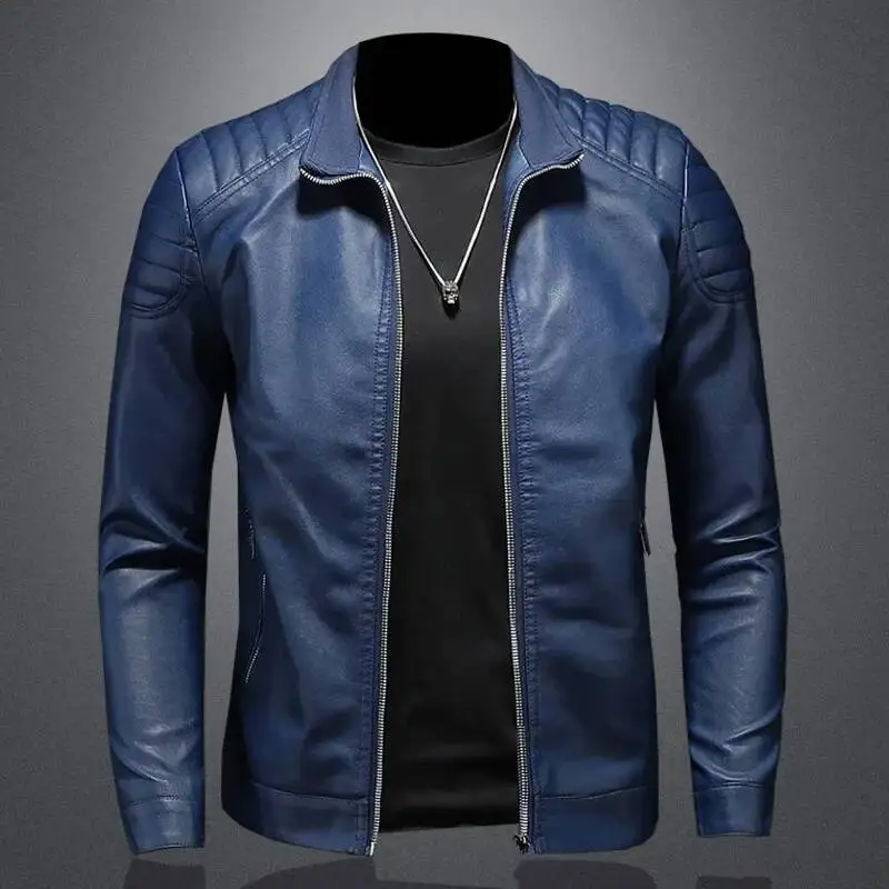 

PU Leather Streetwear Baseball Outdoor Bomber Casual Jacket Autumn Motorcycle Windbreaker Men Outerwear