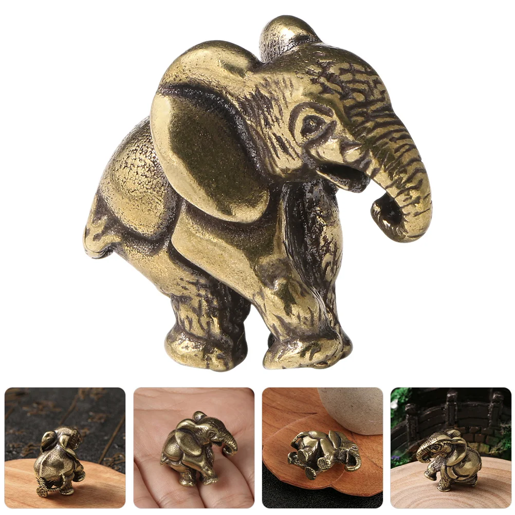 

Brass Elephant Sculpture Exquisite Miniature Animal Ornament Good Fortune Home Office Decoration Elephant Decor