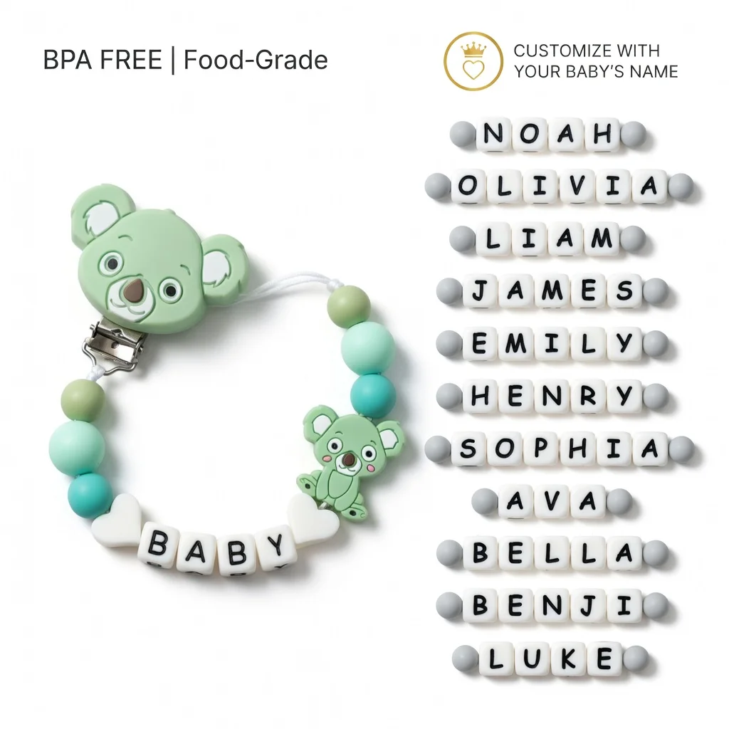 Silicone Baby Pacifier Clip Teething Chain Personalized Name Dummy Holder BPA Free Infant Soother Nipple Strap Leash Shower Gift