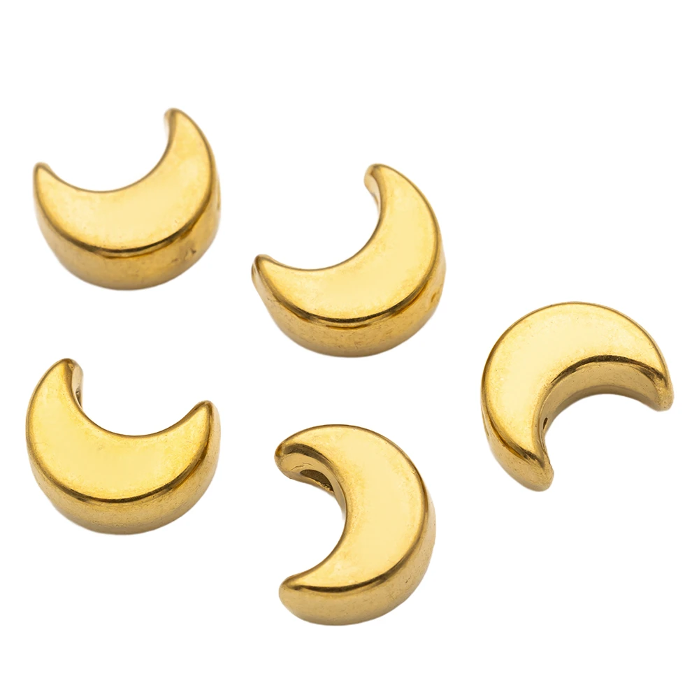 10Pcs Stainless Steel Heart Star Flower Moon Shape Spacer Beads For DIY Necklace Bracelet Jewelry Making Findings Accessories