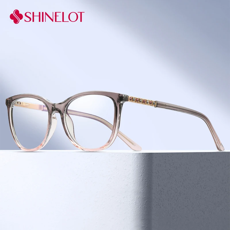

82233 Diamond Studded Retro Cat Eye Eyeglasses Frame Light Luxury Women Glasses Natural Style Novelty Eyewear