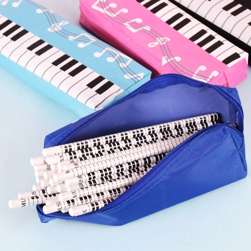 Piano Key Design Pencil Bag Case Single Layer Oxford Cloth Stationery Pens Storage Bag Organizer Girls Makeup Bag 200*85*35mm