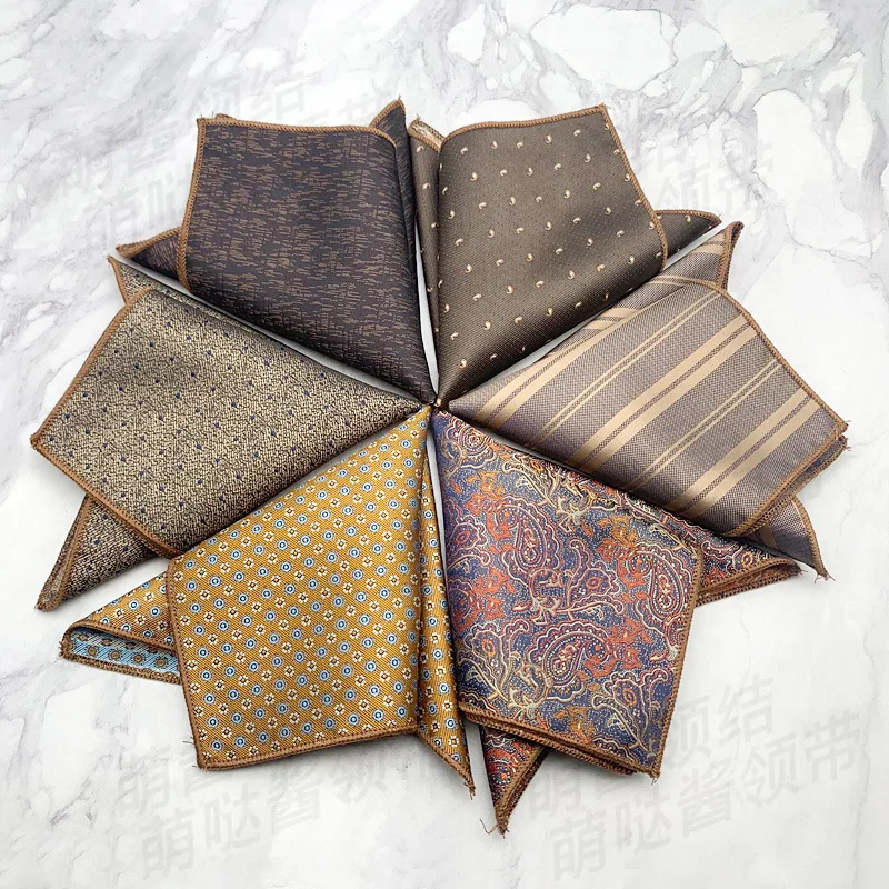Men Vintage Pattern Pocket Square, Gentleman Business Wedding Suit Accessory Chest Hanky for Party Tuxedo Decor