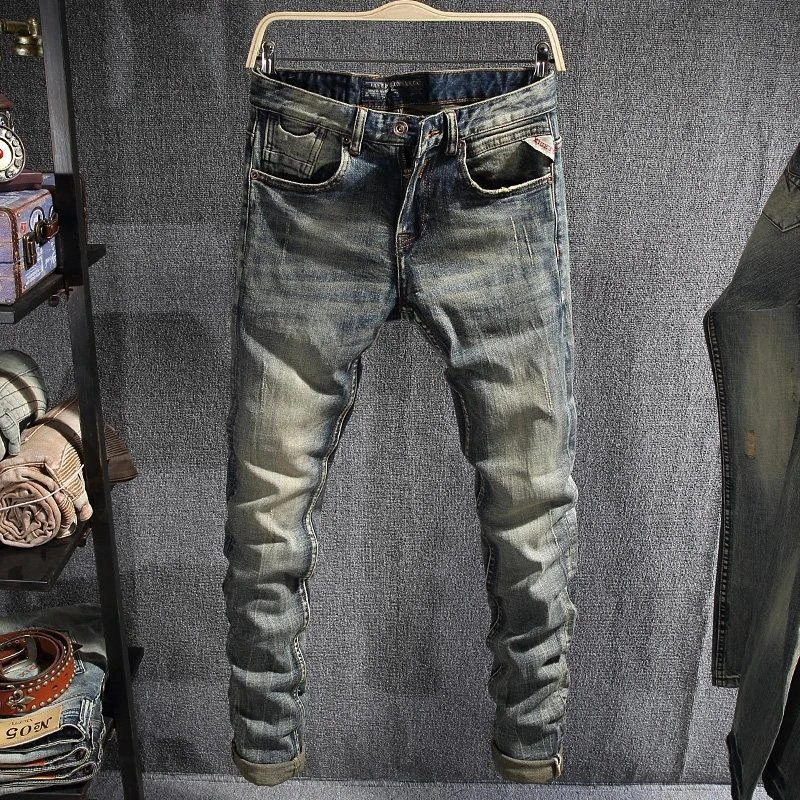 Men's 2026 New Spring Vintage Denim Pants, Slim Fit, American Style, Versatile, Daily Casual Trousers
