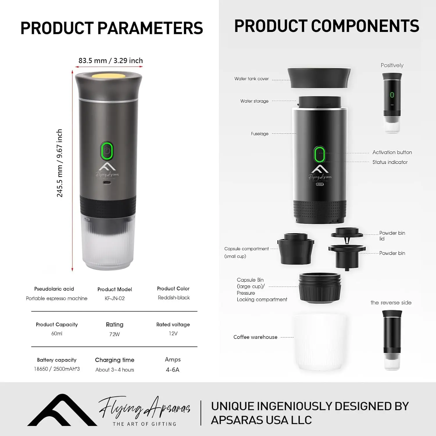 ماكينة صنع القهوة المحمولة للسفر، ماكينة اسبريسو محمولة، ماكينة اسبريسو صغيرة 20 بار، ماكينة صنع القهوة للسفر 3 في 1 مع شركة أرضية