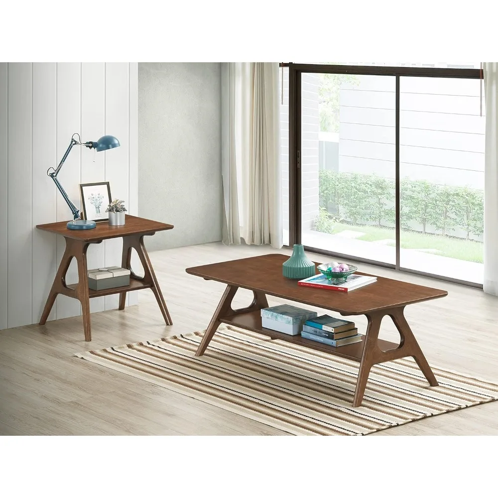 3-piece coffee table set, coffee table and two end tables, walnut