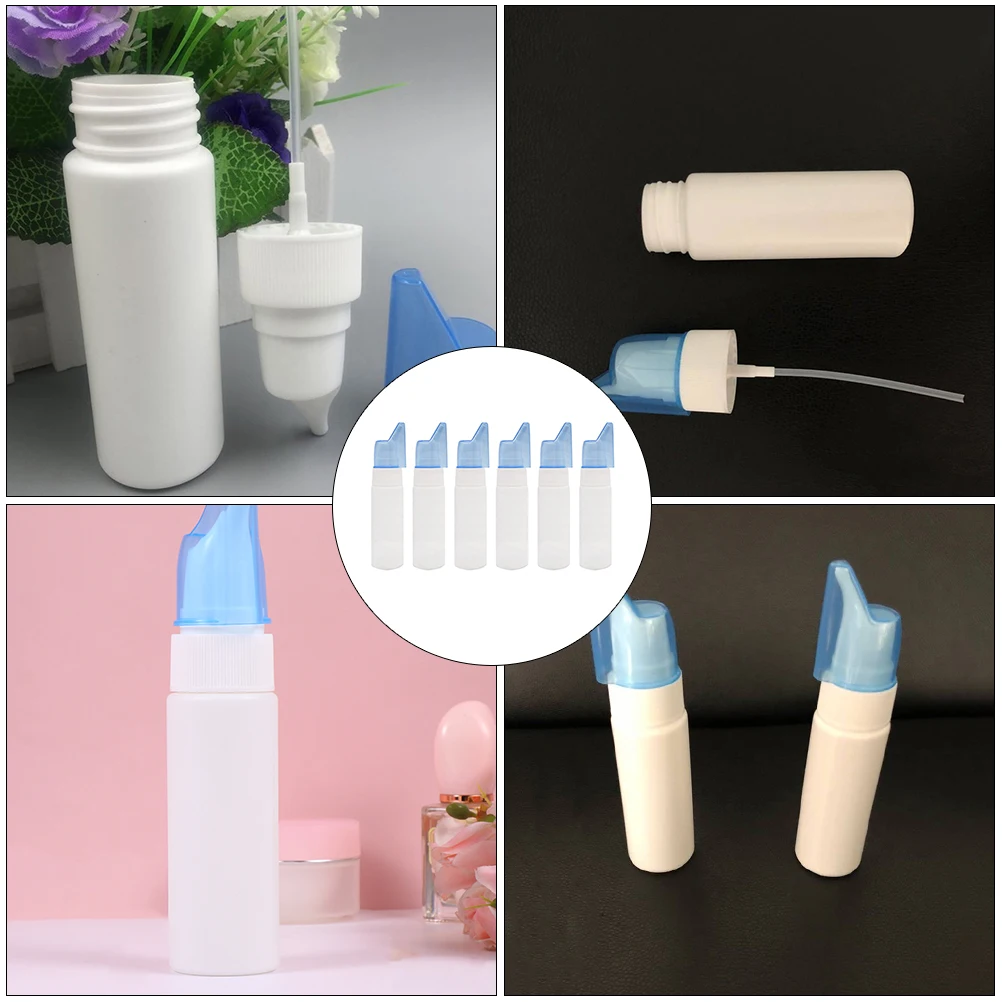 

6 Pcs Nasal Spray Bottle Rhinitis Travel Liquid Spraying Dividing Plastic Bottles Refillable Mini For Camping Hiking Picnic