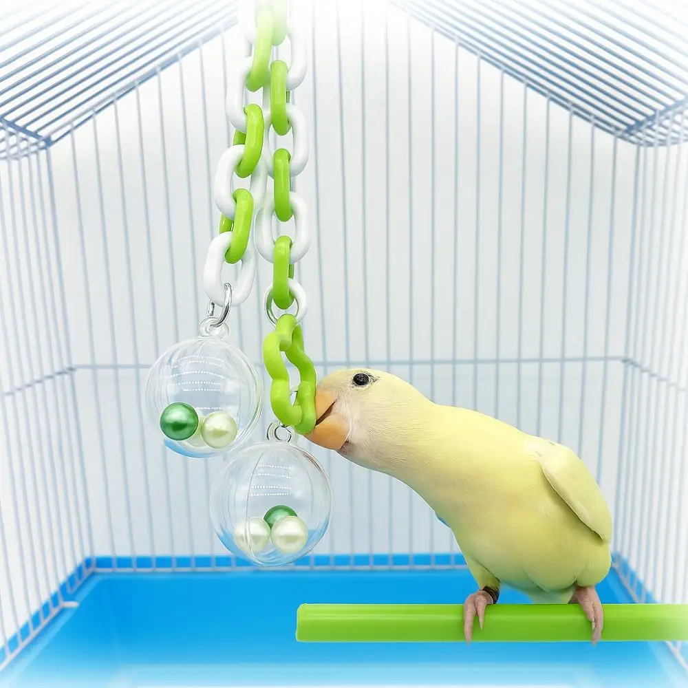 Bite Resistant Parrot Hanging Ball Transparent Ball with Bells Bird Chewing Colorful Bird Birdcage Climbing Ladder Interactive