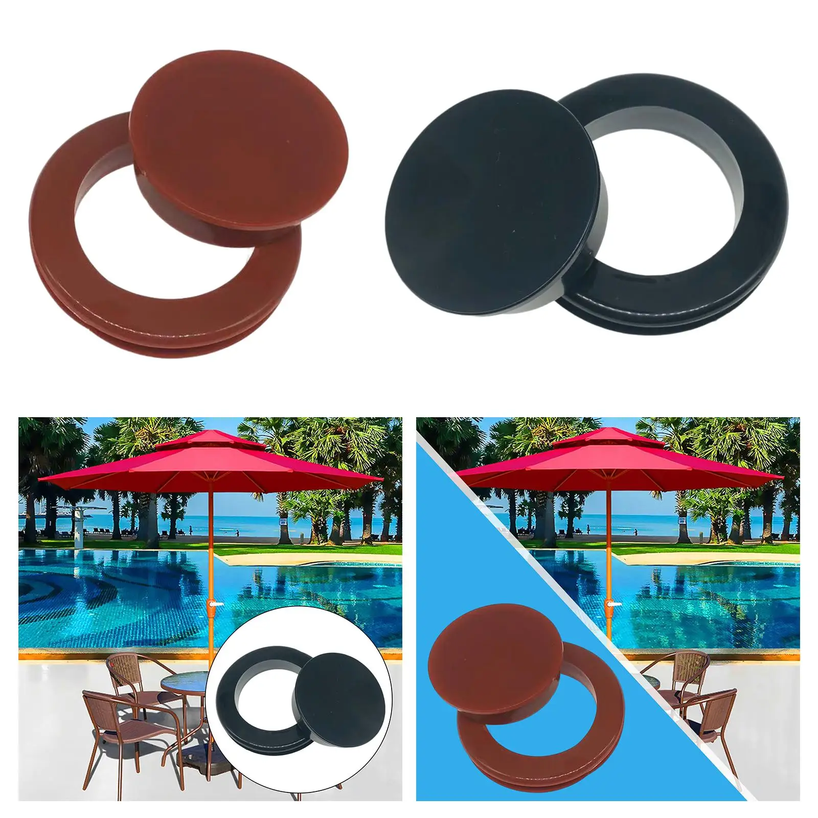 Patio Table Umbrella Hole Rings Plug Fits 2" Holes Thick for Yard Deck Table