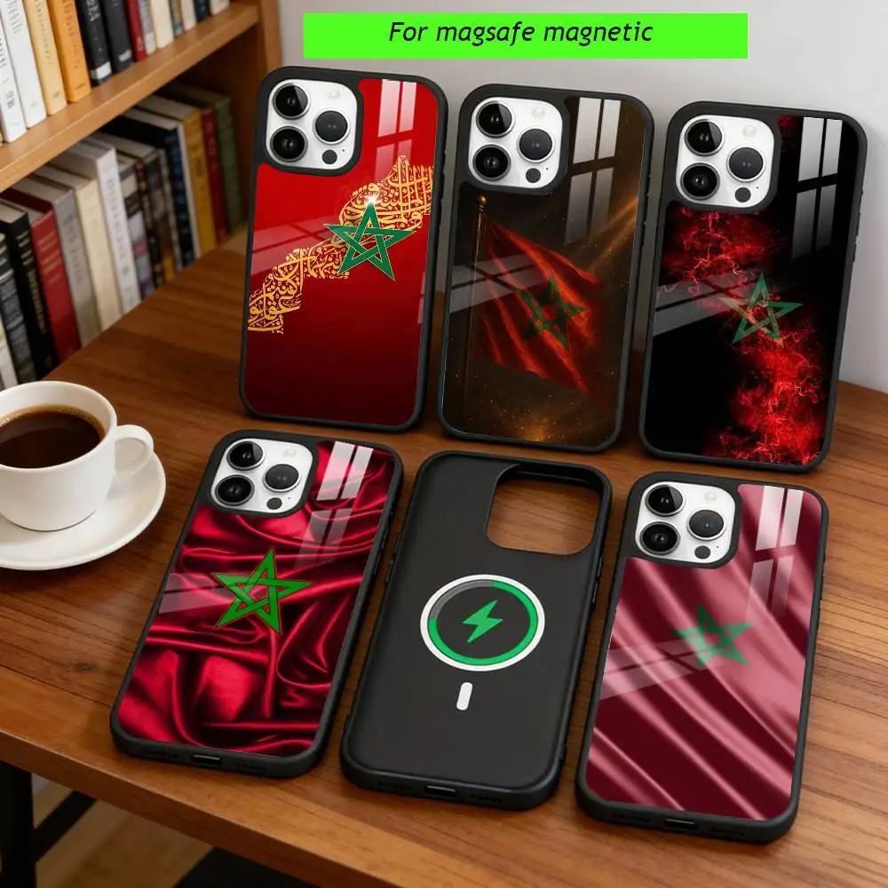 

M-Moroccan flag Phone Case For iPhone17,16,15,14,13,12,11 Plus,Pro Magnetic with Magsafe Wireless Charging