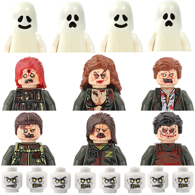 

Конструктор аниме, фигурки, подарки для детей и взрослых, игрушки, мутант, солдат, пожарный, Майнер, тыква, голова, скелет, MOC, мини-кирпичи