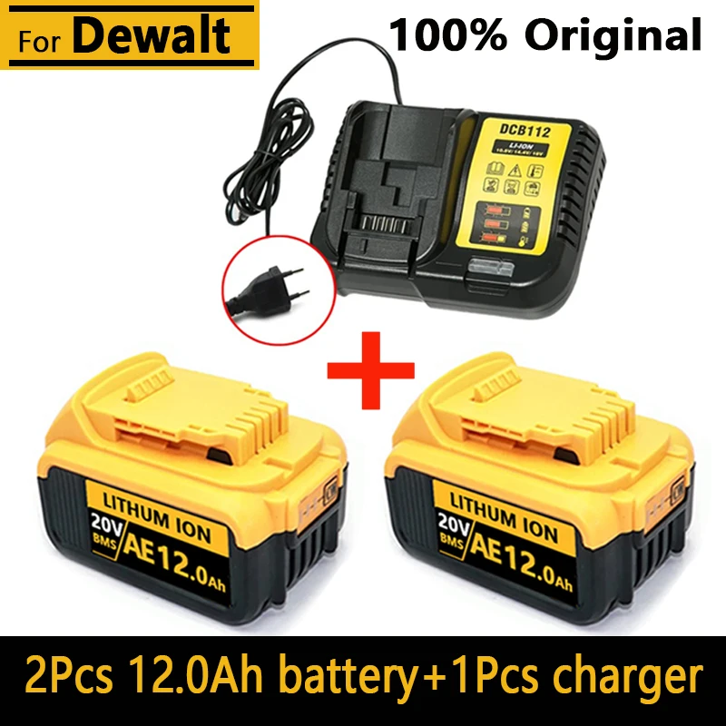 New 100% Original 12000mAh 20V for Dewalt Power Tool Battery DCB206 20V 18.0Ah Battery DCB206 20V Battery DCB205 DCG405  DCB200