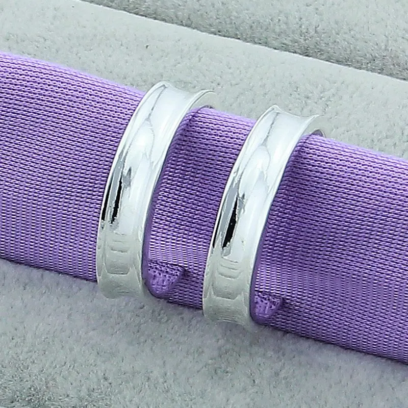 

925 Sterling Silver Round Stud Earrings For Women Fashion Wedding Engagement Party Jewelry