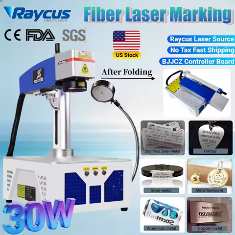 30W Raycus Fiber Laser Marking Machine Foldable Laser Engraver Gold Silver Ring Jewelry Marking for Metal Desktop DIY Engraver