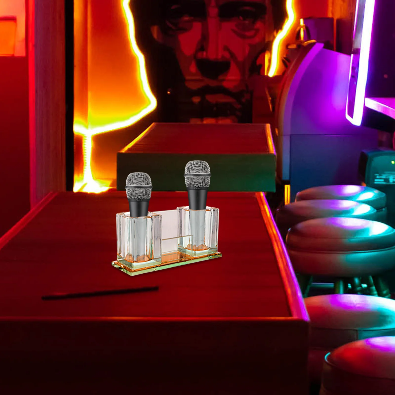 

Crystal Microphone Acrylic Holder Base For Office Studio Home Use Mic Stand Desk Tabletop Microphone Base Desktop Mic