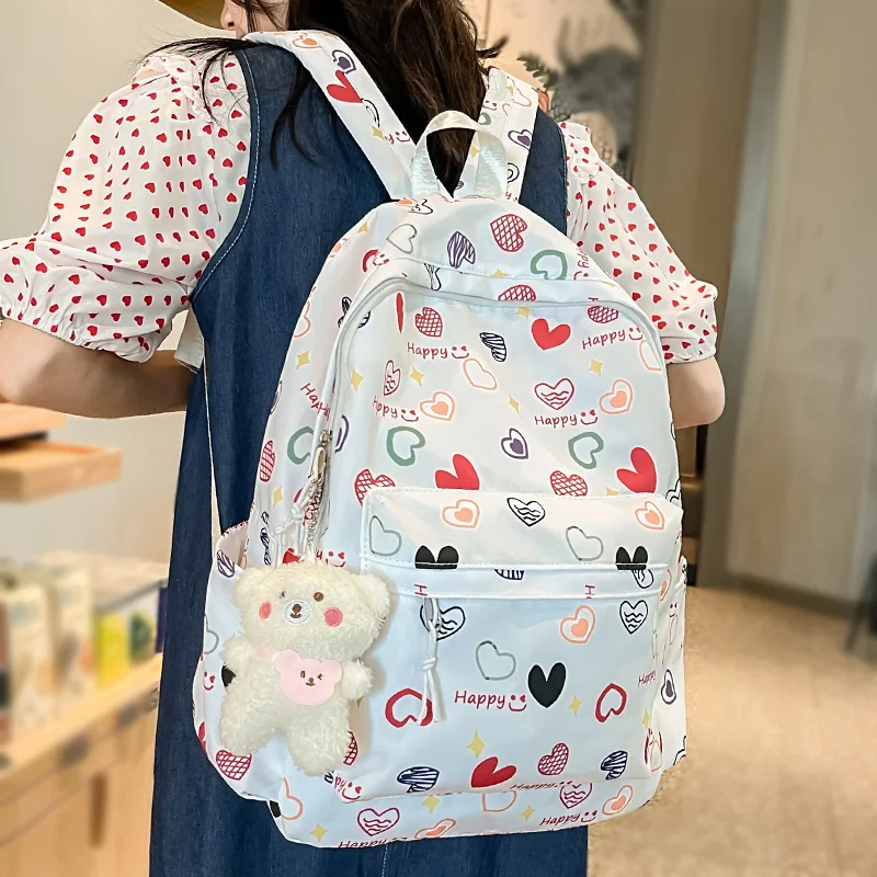 Ladies Cute Cartoon Printing Girl Travel Book Bag Trendy Women Laptop Leisure School Bags Female Fashion College Backpack Kawaii