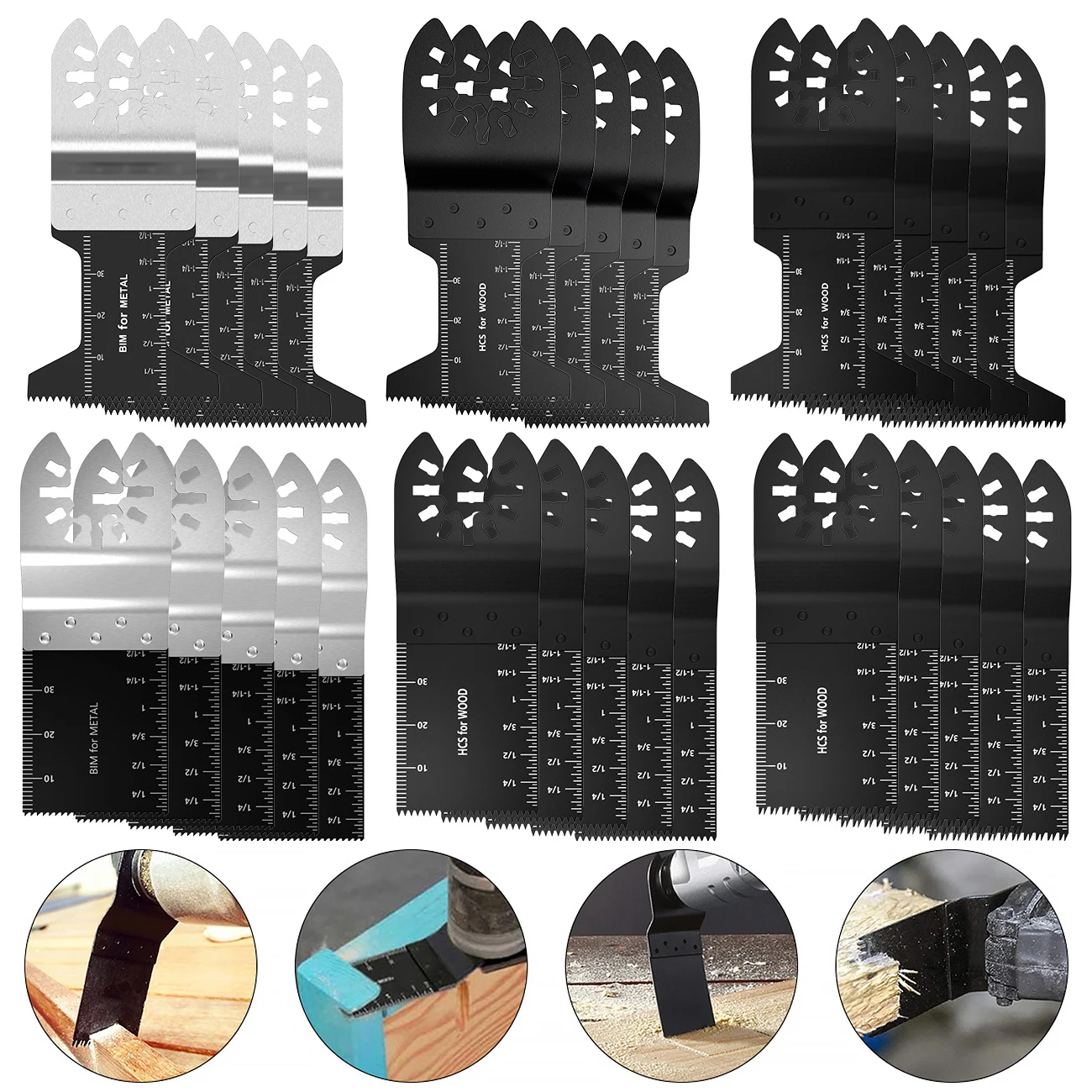 30Pcs Oscillating Saw Blade Wood Metal Plastic Cutting Multi Tool Quick Release Saw Blade Fit For Dewalt Fein Multimaster Dremel