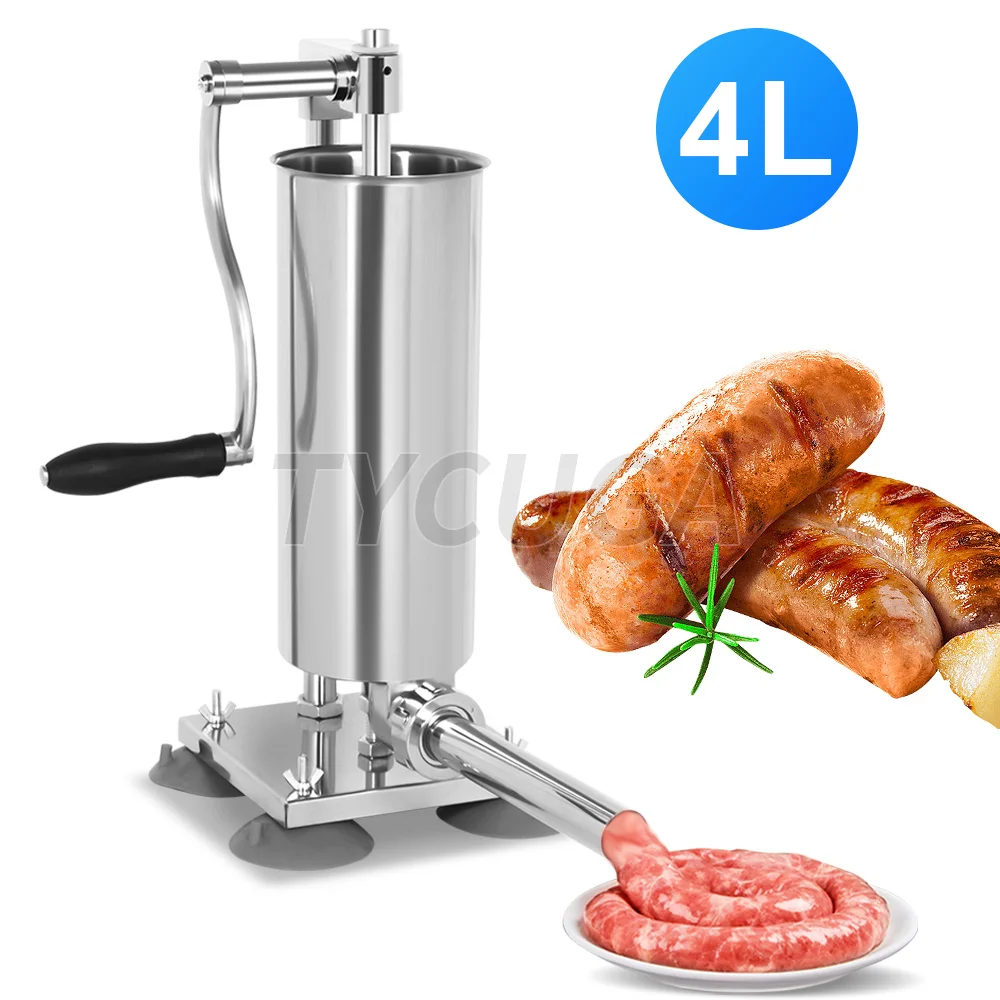 4L Sausage Stuffer Housemade Vertical Manual Stainless Steel Machine Sausage Maker Filling Sausage Syringe Filler Meat Maker