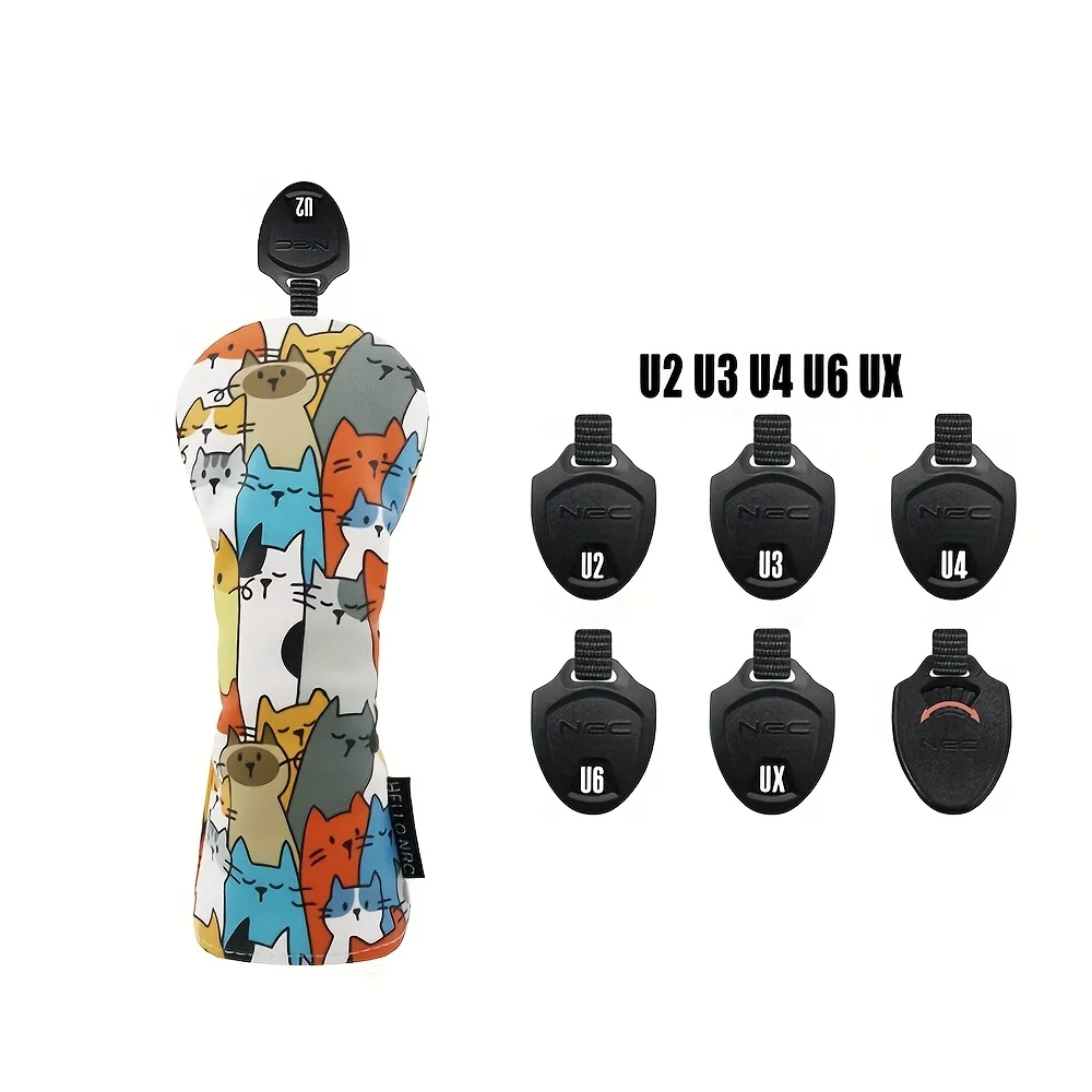 قطعة واحدة/3 قطع من أغطية رأس الجولف للسائق والغابات - غطاء رأس من مادة البولي يوريثان الفاخر، مصممة لتناسب جميع الغابات والسائقين (قطط لطيفة