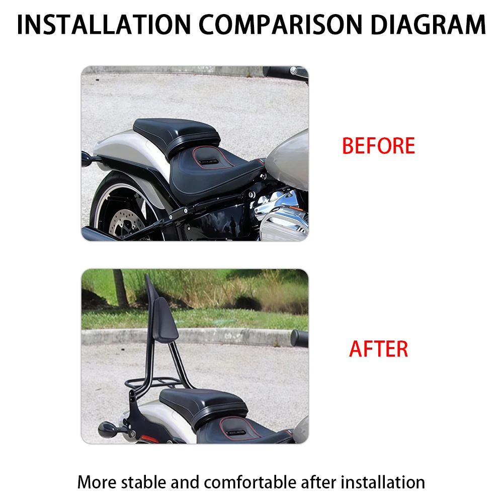 Motorcycle Rear Sissy Bar Passenger Backrest Fit For Harley Davidson Softial Fat Boy Breakout 114 FLFB FLFBS FXBR RXBRS 2018+ view 2
