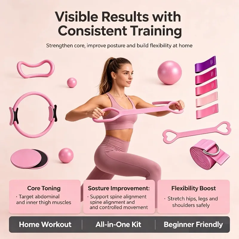 YTYINYoga Pilates Training Set Complete All-in-One Workout Kit Full Body Exercise Beginner Friendly Portable Home Gym EVA