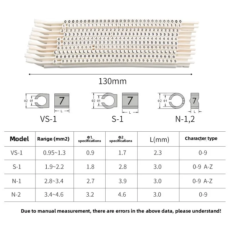 광케이블 라벨 C형 스냅슬리브 0.9-4mm 와이어번호태그 조절가능 마킹튜브 네트워크ID슬리브세트