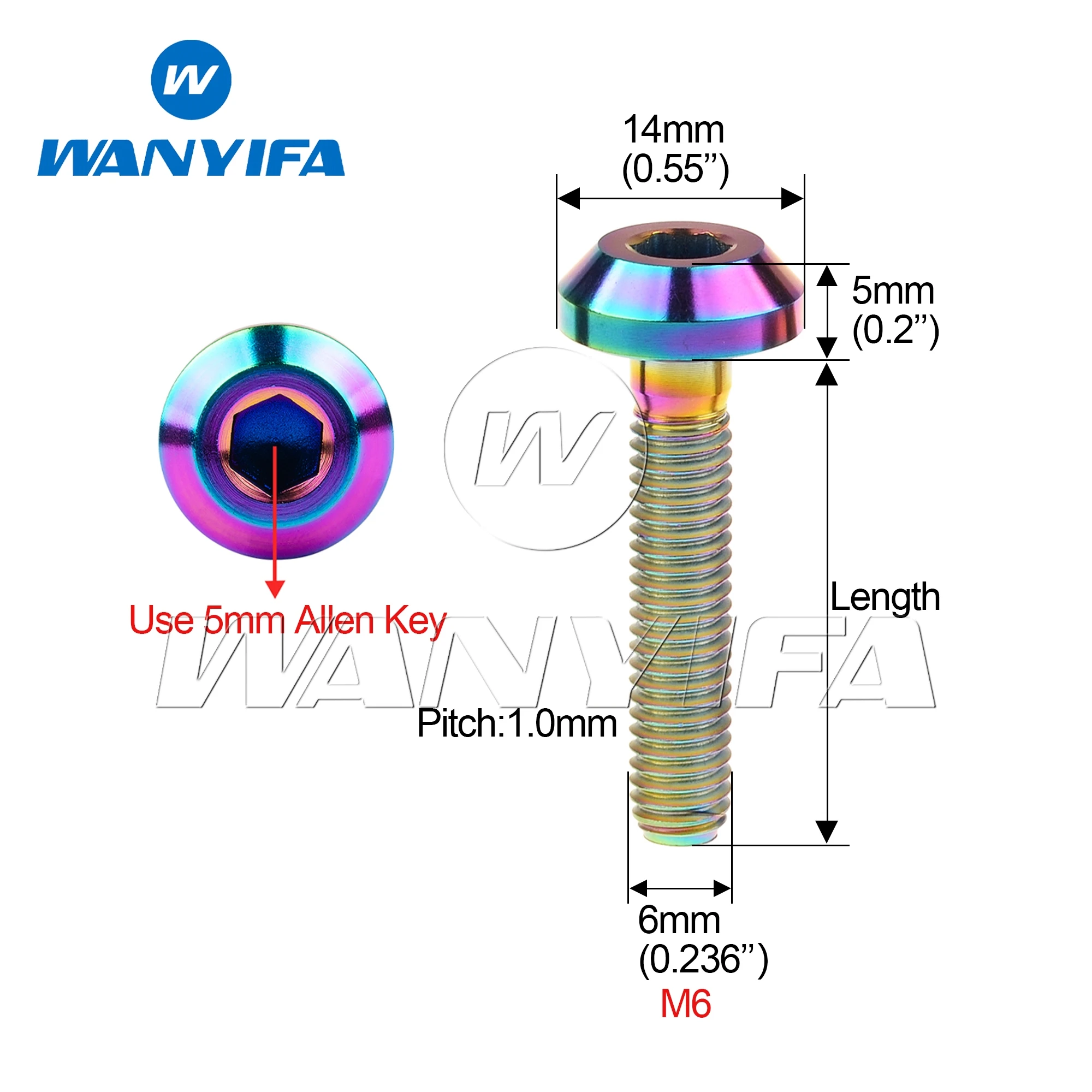 Wanyifa Titanium Ti Bolt M6x12/15/20/25/30/35mm Inbussleutel zeskantschroef voor Fiets Motorfiets Rem 5/12PCS