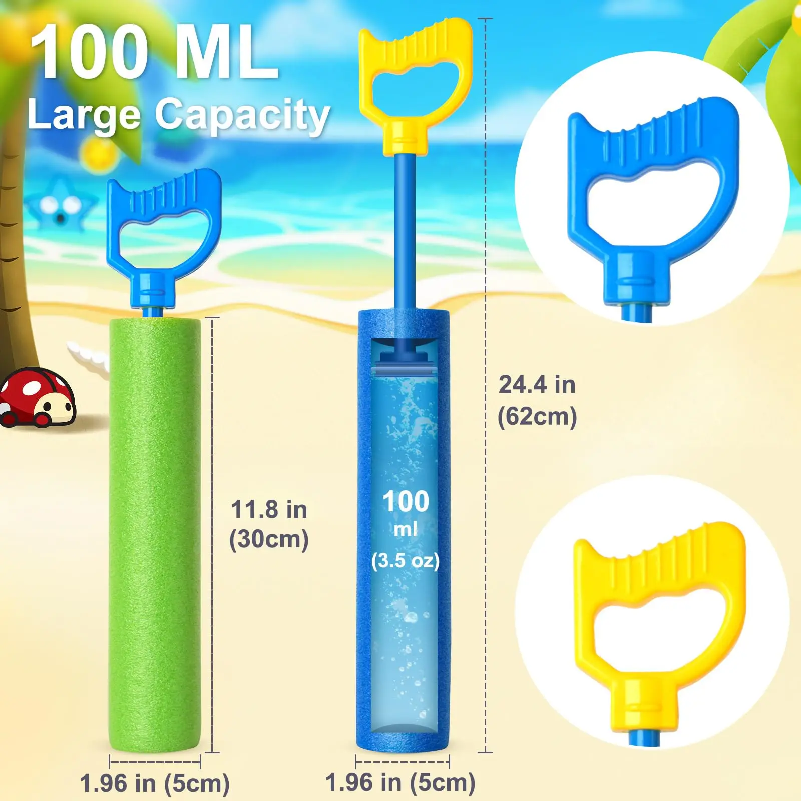 4/6 Stück Wasserpistole für Kinder 40 Fuß Sommerschaum Watergun Spielzeug Wasserspritzer Soaker Blaster Outdoor Schwimmbad Strandspiele Spielzeug