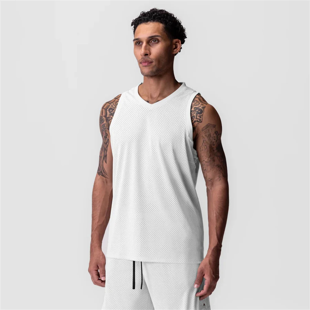 

Mens Gym Tank top Men Fitness Sleeveless Shirt Male Mesh Breathable Fitness Sports Vest Undershirt Gyms Running Vest Men