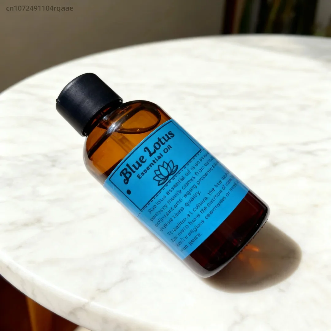 100ML/bottle Natural Blue Lotus Essential Oil Nymphaea Dry Flower Extraction for Skin Care, Relaxation| Aromatherapy Diffuser