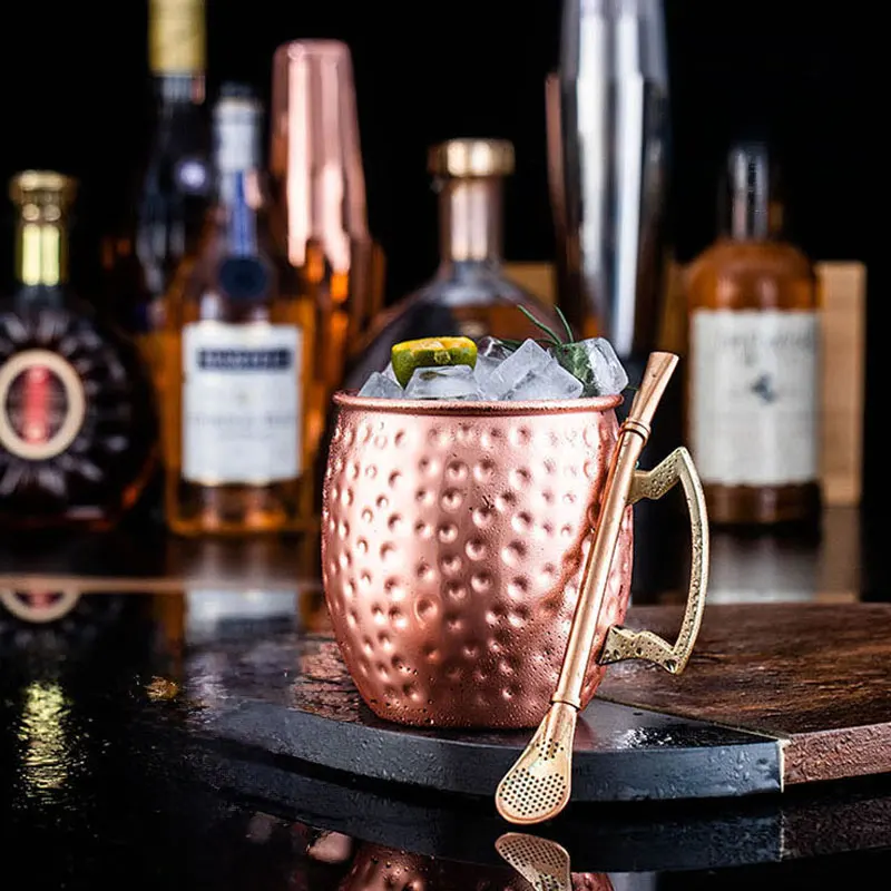 Stainless Steel  Mug Copper Cocktail Glass Hammer Point Cup